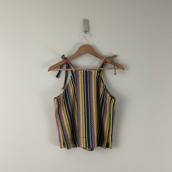 Madewell Texture & Thread Tie-Shoulder Tank Top in Rainbow Crochet Size Small - Picture 2 of 6